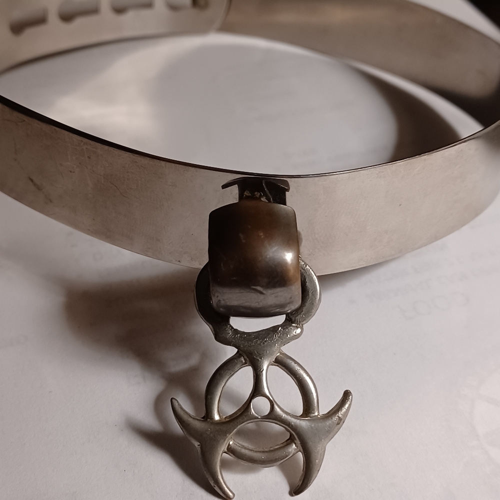 Steel choker with Biohazard symbol charm